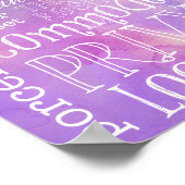 トイレおもしろい紫ピンクの水色バスルームの標識 ポスター (角)