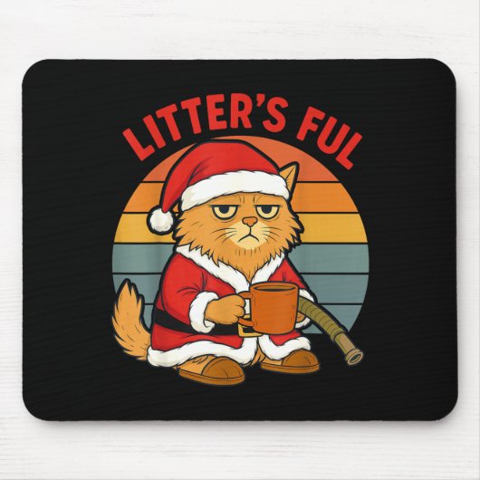 トイレが満杯のネコのクリスマスコスチューム マウスパッド (正面)