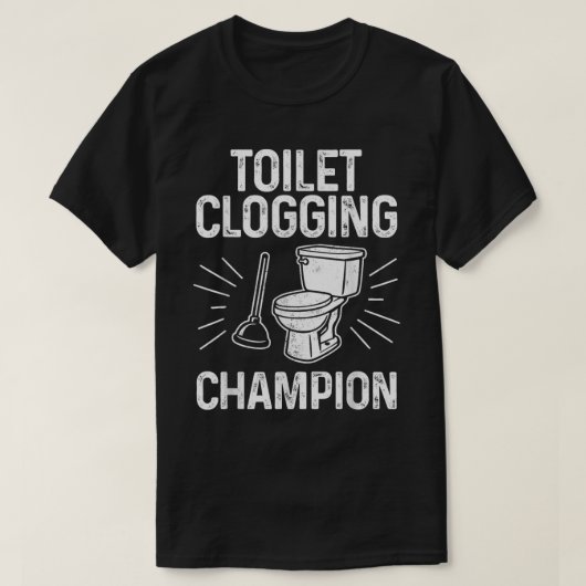 トイレつまりチャンピオンTシャツ 冗談 Tシャツ (デザイン正面)