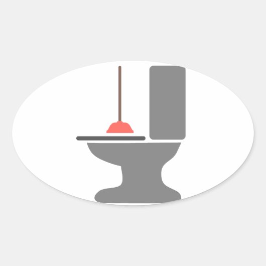 トイレとプランジャ 楕円形シール (正面)