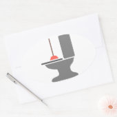 トイレとプランジャ 楕円形シール (封筒)