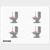 トイレとプランジャ 楕円形シール (シート)