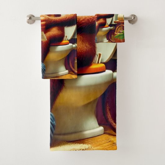 トイレにおもしろいおけるマンガ・モンキー バスタオルセット (インサイチュ)