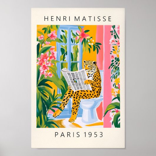 トイレにヒョウ、バスルームおもしろいのポスター、マチス ポスター (正面)