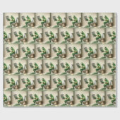 トイレに座っているグリーンカエル ラッピングペーパー (フラット)