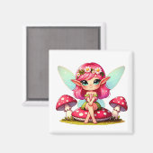 トイレに座っている可愛いピクシー マグネット (正面/裏面)