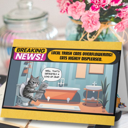 トイレに座って不機嫌になった猫はすぐに元気になる カード