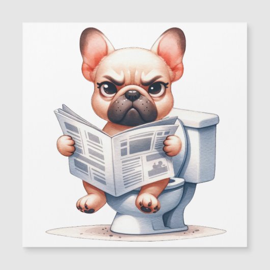 トイレに座るおもしろ犬 (正面)