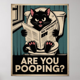 トイレに座る猫 - うんちしてる? 面白いウォールアート ポスター
