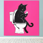 トイレに座る猫 キャンバスプリント (インサイチュ (ウッドフロア))