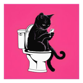 トイレに座る猫 フォトプリント           