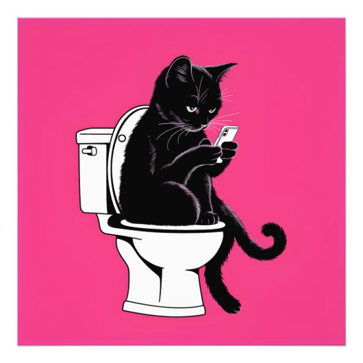トイレに座る猫 フォトプリント            (正面)