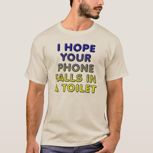 トイレに沈んだスマートフォン面白Tシャツ Tシャツ (正面)