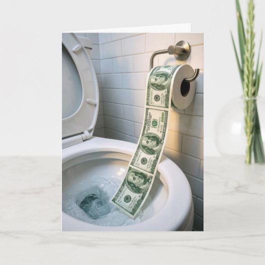 トイレに流れる誕生日お金 カード (正面)