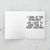 トイレのクリスマスカーおもしろいドの上の猫 カード (内部)