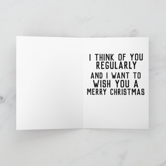 トイレのクリスマスカーおもしろいドの上の猫 カード (内部)