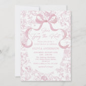 トイレのピンクの弓 彼女は結婚する ブライダルシャワーのお知らせ 招待状 (正面)