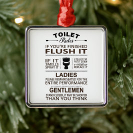 トイレのルールにユーモアを Bathroom Humor メタルオーナメント