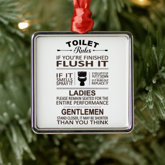 トイレのルールにユーモアを Bathroom Humor メタルオーナメント (ツリー)