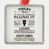 トイレのルールにユーモアを Bathroom Humor メタルオーナメント (正面)