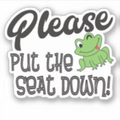 トイレの下に座っておもしろいくれ シール (正面)