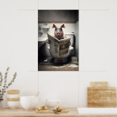 トイレの壁の動物のイラスト付きパンツ Funny Pig Bathroom Print ポスター (キッチン)