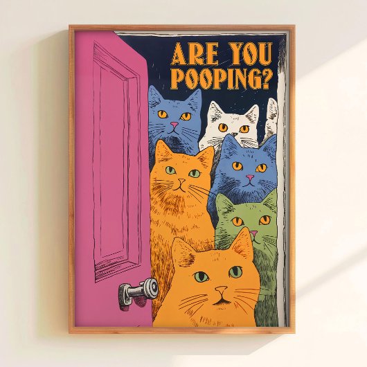 トイレの壁芸術印刷のためのバスルーム猫の印刷面白い ポスター
