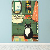 トイレの猫V11 キャンバスプリント (インサイチュ (ウッドフロア))