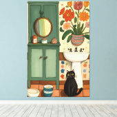 トイレの猫V13 キャンバスプリント (インサイチュ (ウッドフロア))