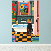 トイレの猫V16 キャンバスプリント (インサイチュ (ウッドフロア))