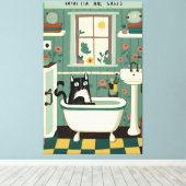 トイレの猫V17 キャンバスプリント (インサイチュ (ウッドフロア))