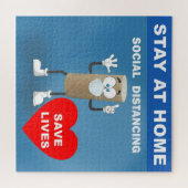 トイレの空の紙転がと安全第一メッセージ ジグソーパズル (横)