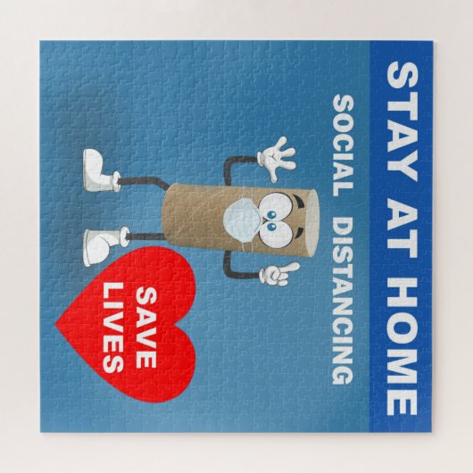 トイレの空の紙転がと安全第一メッセージ ジグソーパズル (横)