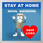 トイレの空の紙転がと安全第一メッセージ ポスター (正面)