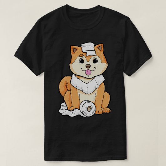 トイレの転が犬の子犬の紙 Tシャツ (デザイン正面)