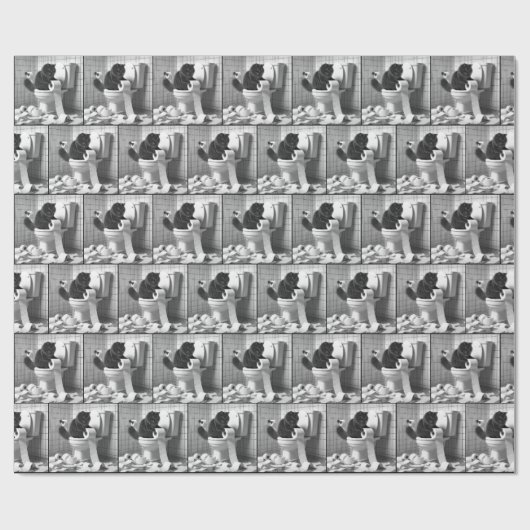 トイレの転が紙が解ける黒猫 ラッピングペーパー (フラット)