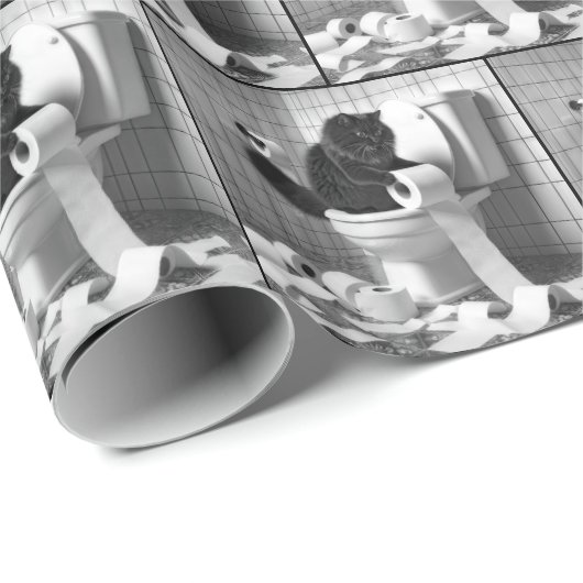 トイレの転が紙が解ける黒猫 ラッピングペーパー (ロールコーナー)