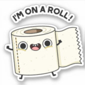 トイレの転が紙に乗おもしろいっている シール (正面)