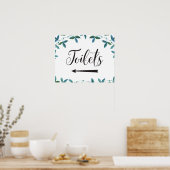 トイレの離れ向き矢印の結婚サイン ポスター (キッチン)