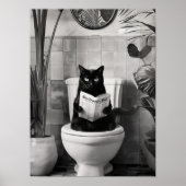 トイレの黒と白の猫のプリント ポスター (正面)