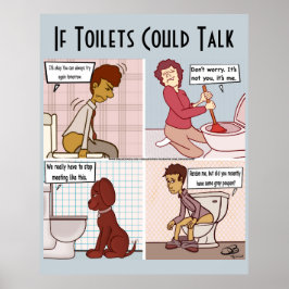 トイレもしで青いポスタ淡い色のーが話せる ポスター