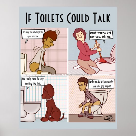 トイレもしで青いポスタ淡い色のーが話せる ポスター (正面)