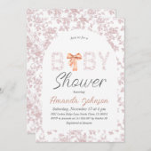 トイレアーチ赤面ピンクボウフローラベビーシャワー 招待状 (正面/裏面)