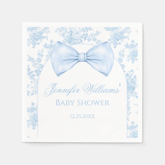 トイレキュートブルーシック弓タイ男の赤ちゃんシャワー紙 スタンダードカクテルナプキン (正面)