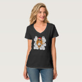 トイレクール付きサンタSハットの猫紙グラフィック Tシャツ (正面フル)