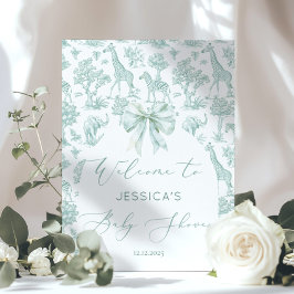 トイレグリーンサファリ動物ベビーシャワーへようこそ ポスター