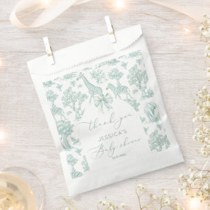 トイレサファリグリーンボウ赤ちゃんシャワーありがとう フェイバーバッグ