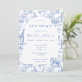 トイレサファリブルーベビーシャワー招待状動物 招待状 (スタンド正面)