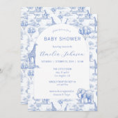 トイレサファリブルーベビーシャワー招待状動物 招待状 (正面/裏面)