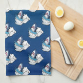 トイレシャークおもしろいブルー キッチンタオル (四つ折り)